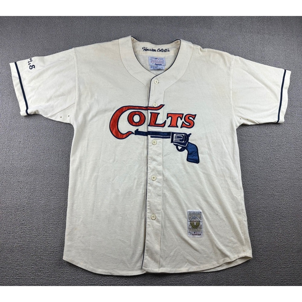 Vintage Starter Houston Colt .45's Jersey Men L White Cooperstown Collection MLB